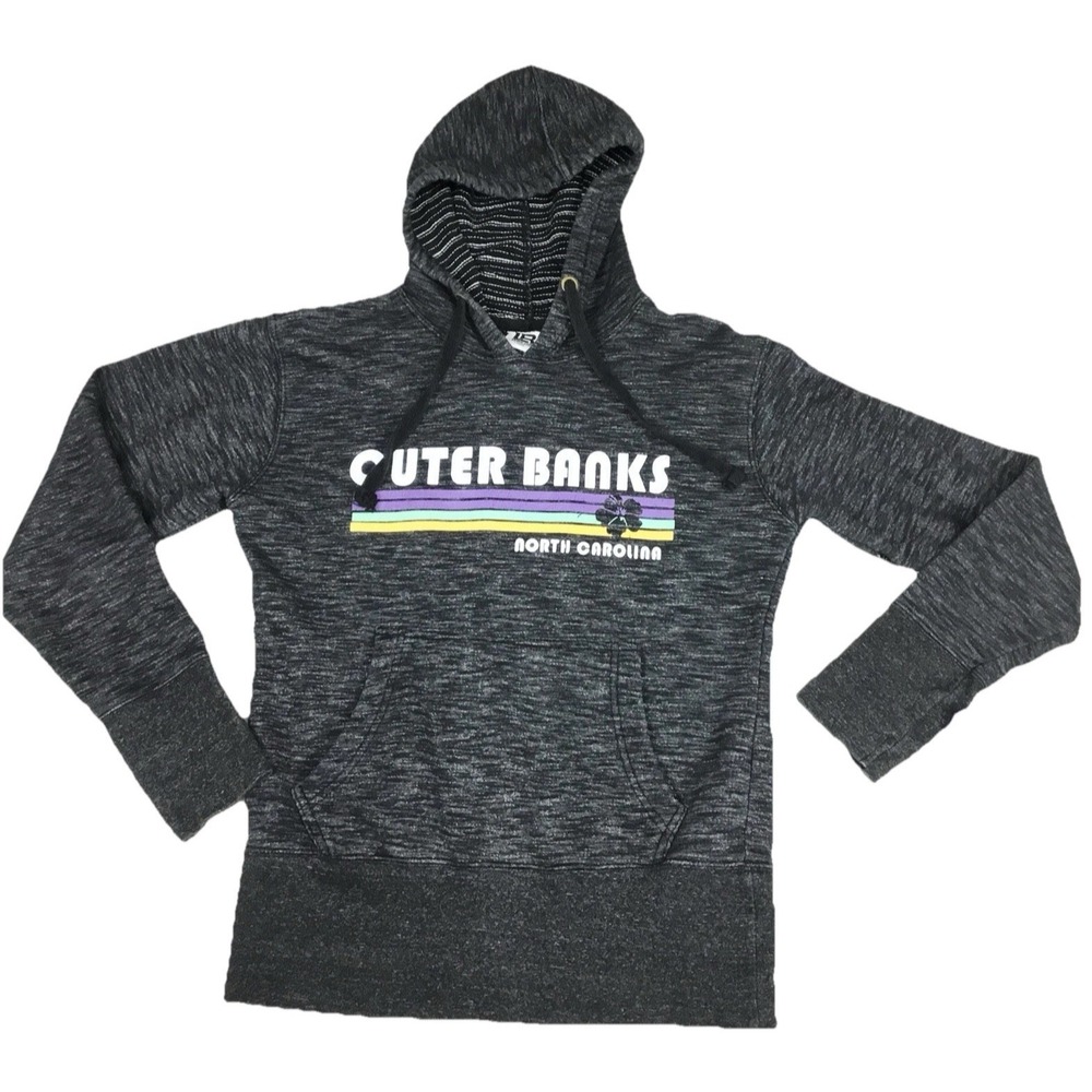 Long Rock Outer Banks North Carolina Hoodie Juniors Large Charcoal Gray Pullover